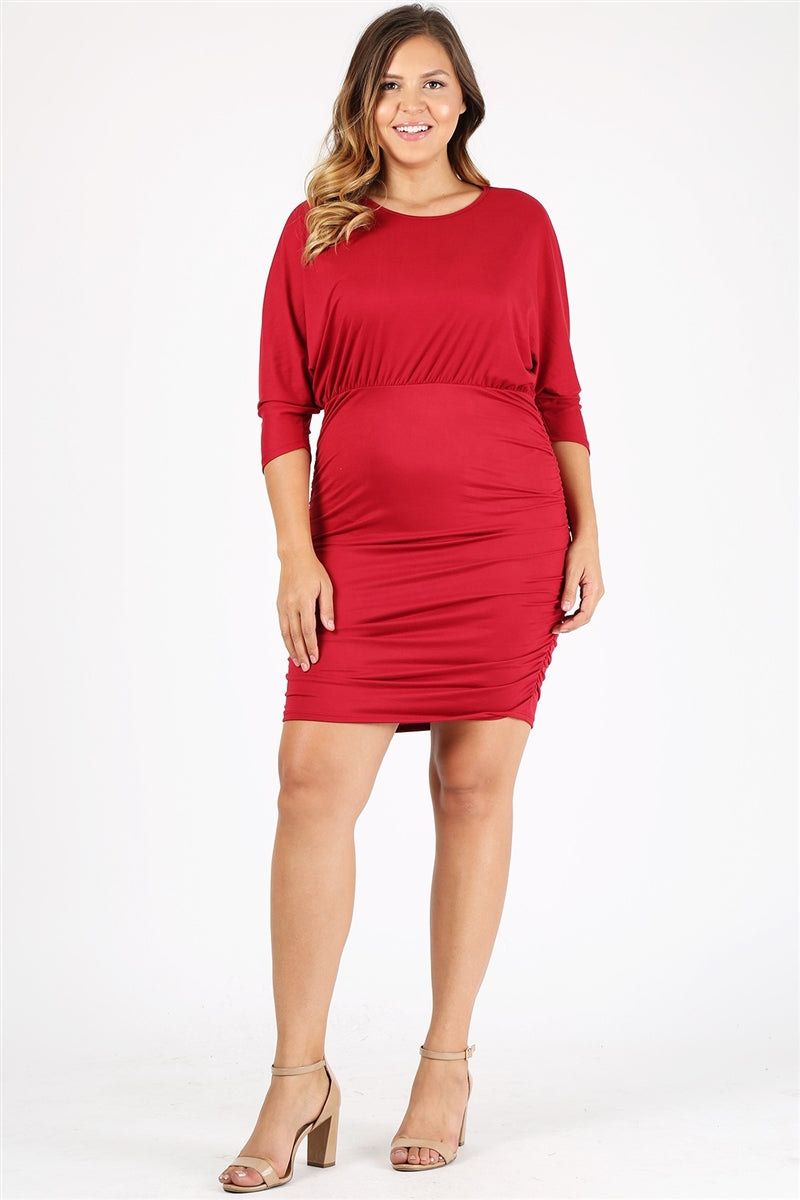 Plus size 3/4 sleeve Solid Dress - Shop Cancelled Goods