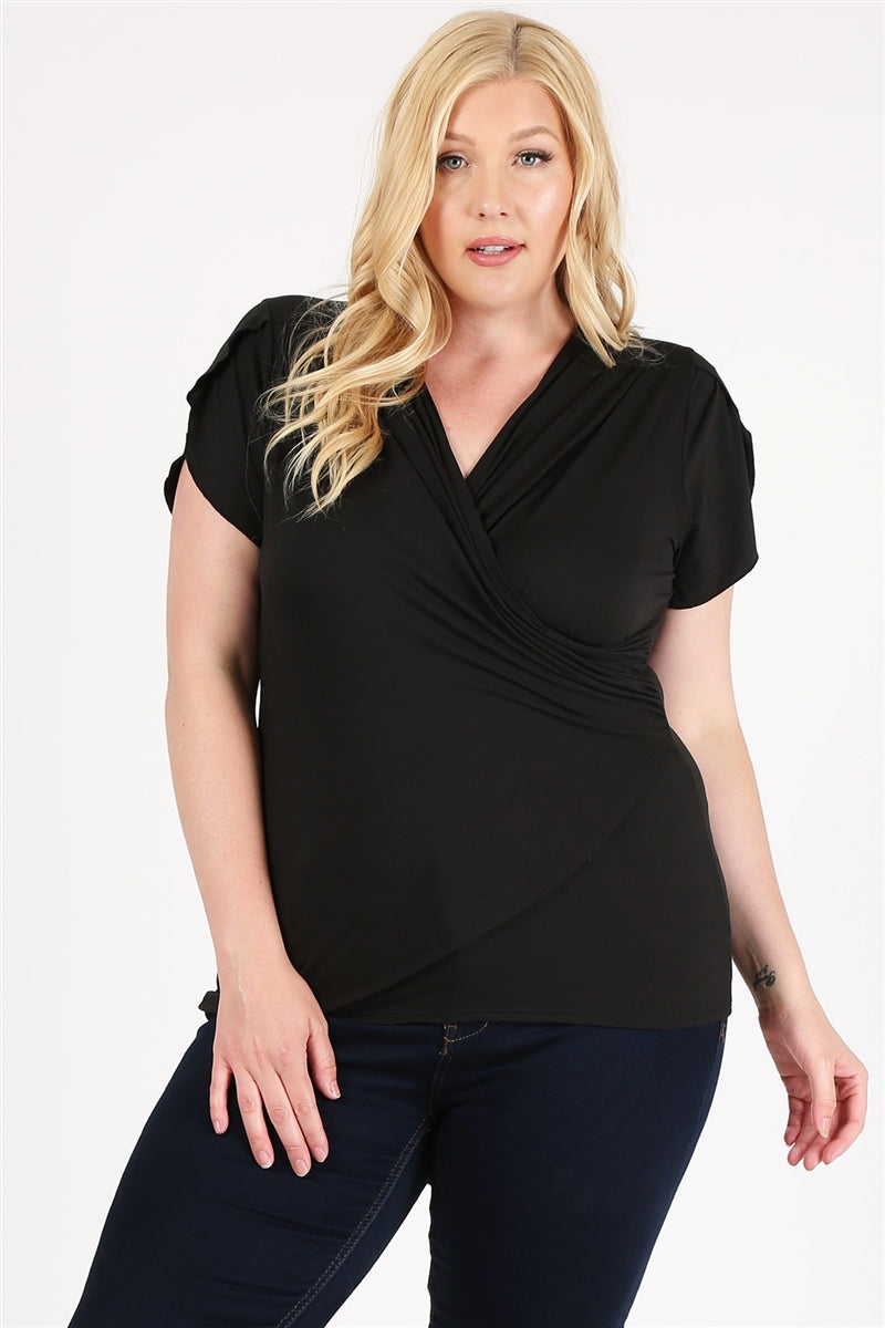 Black PLUS SIZE RUCHED TOP for women - Shop Cancelled Goods