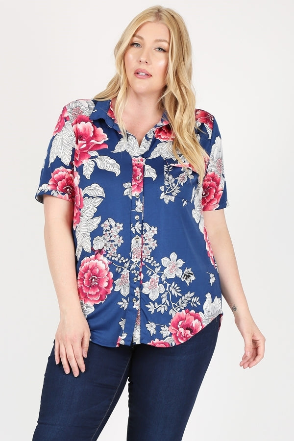 Women Plus size Printed button-down Blouse - Shop Cancelled Goods