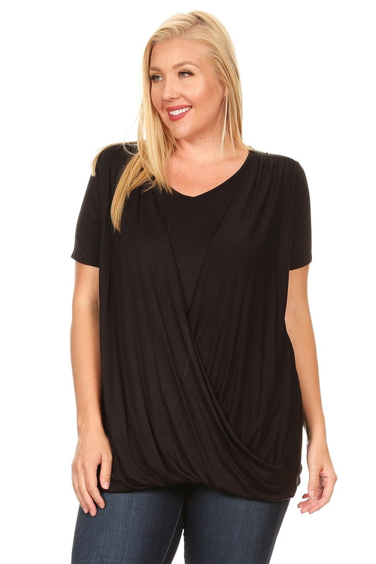 PLUS SIZE CROSS DRAPED V-NECK TOP - Shop Cancelled Goods