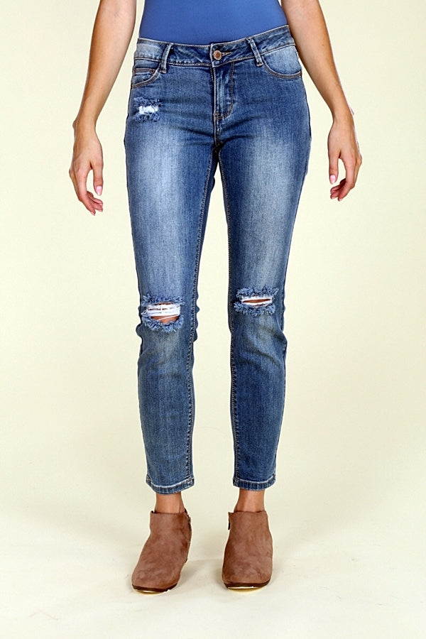 American Blue -Distressed Cropped Cotton denim Jeans - Shop Cancelled Goods