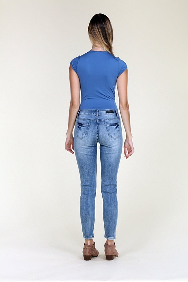 American Blue -Distressed cropped Cotton denim Jeans - Shop Cancelled Goods