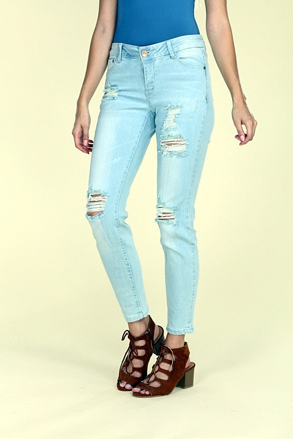 American Blue -Distressed cropped Cotton denim Jeans - Shop Cancelled Goods