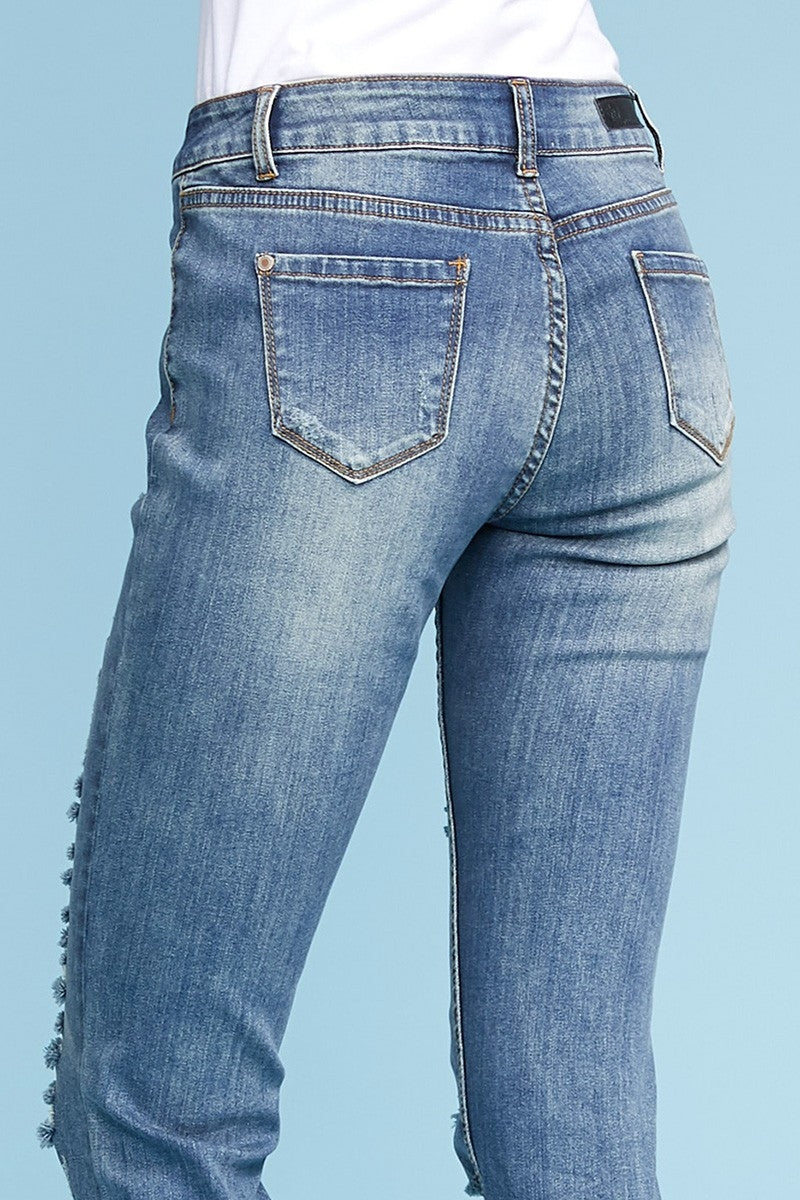 American Blue -Distressed Cotton cropped denim Jeans - Shop Cancelled Goods