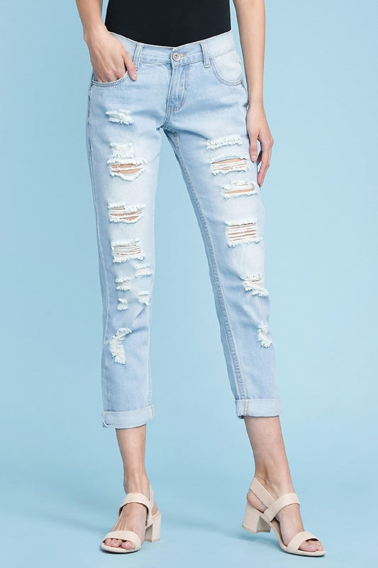 American Blue -Distressed cotton denim Jeans - Shop Cancelled Goods