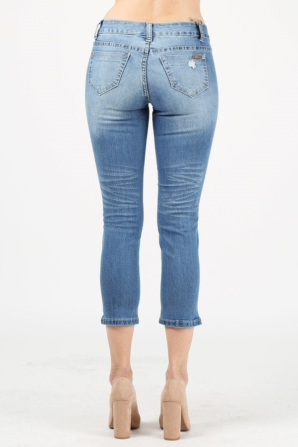 American Blue - Distressed low rise cropped denim jeans - Shop Cancelled Goods