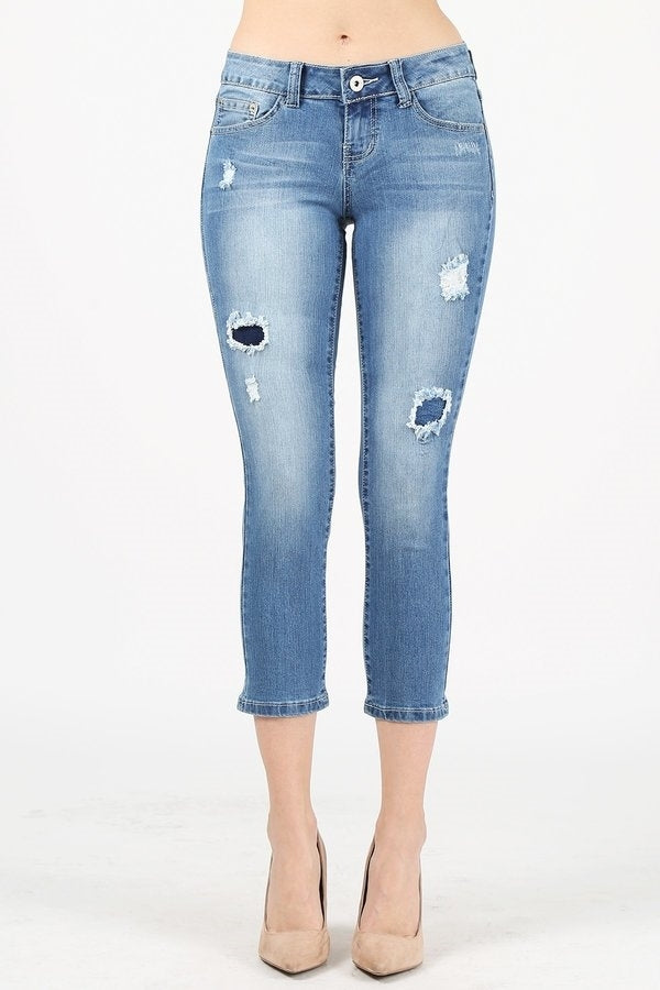 American Blue - Distressed low rise cropped denim jeans - Shop Cancelled Goods