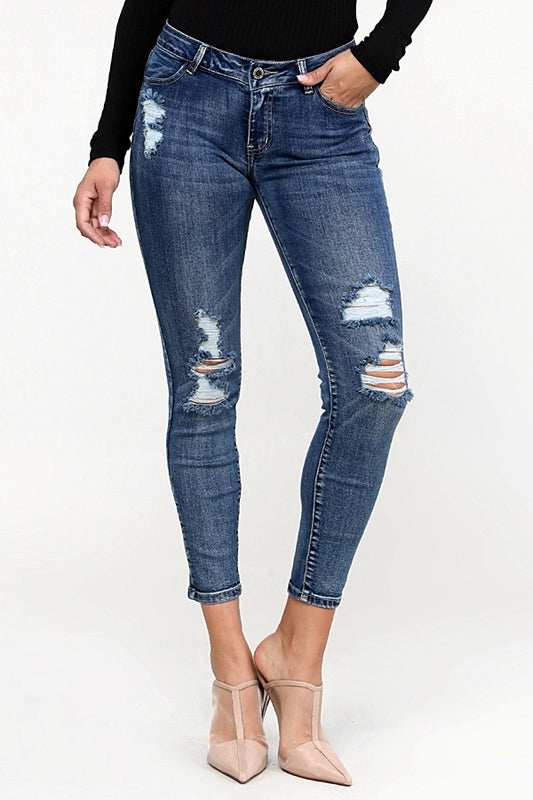 Juniors distressed Premium Cotton Jeans cropped - Shop Cancelled Goods