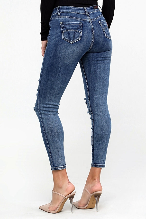 Juniors distressed Premium Cotton Jeans cropped