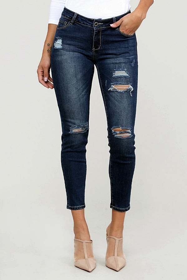 Juniors Premium Cotton distressed cropped denim Jeans - Shop Cancelled Goods