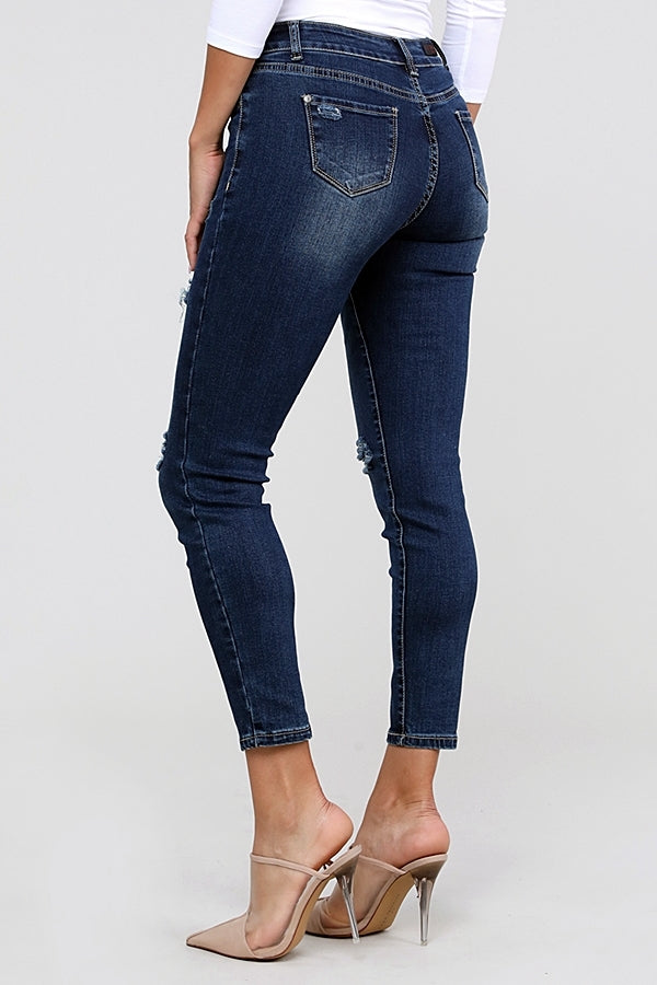 Juniors Premium Cotton distressed cropped denim Jeans