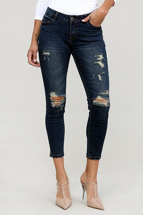 Premium distressed cropped Cotton denim Jeans - Shop Cancelled Goods