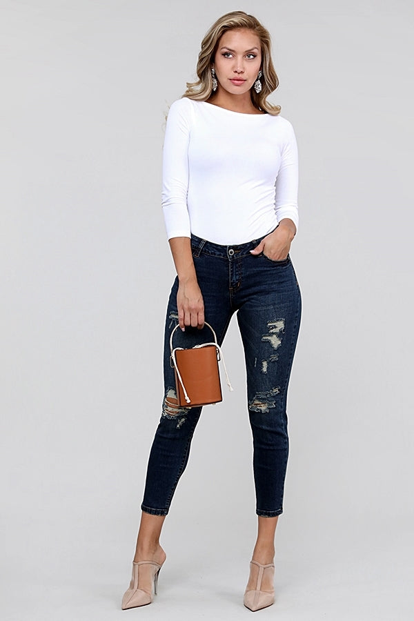 Premium distressed cropped Cotton denim Jeans - Shop Cancelled Goods