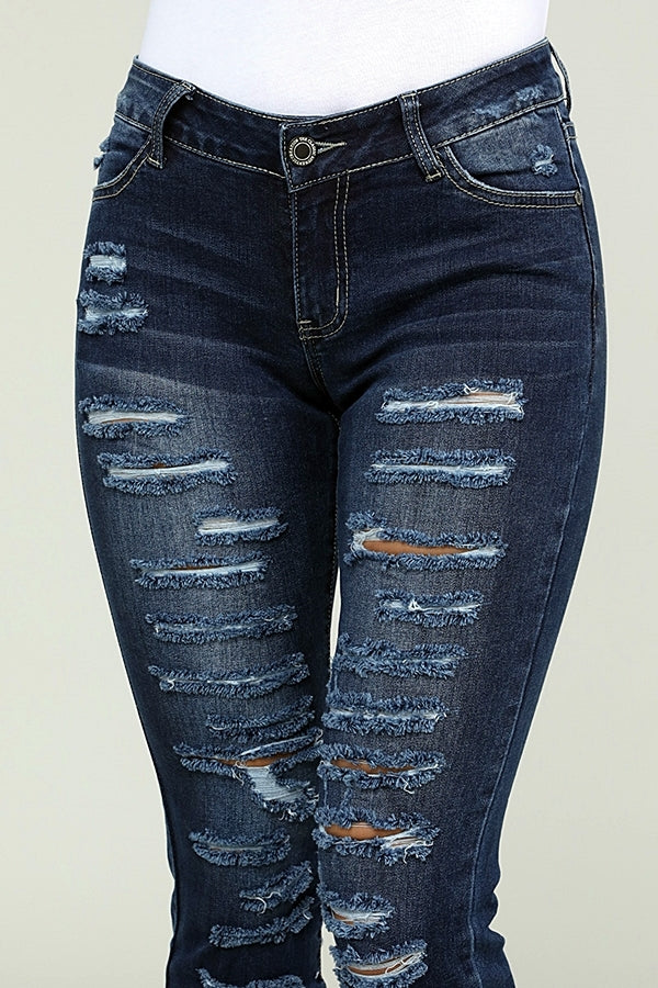 Juniors Premium cropped distressed Cotton denim Jeans