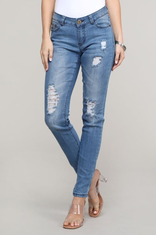 Juniors light blue Premium Distressed Denim Jeans - Shop Cancelled Goods