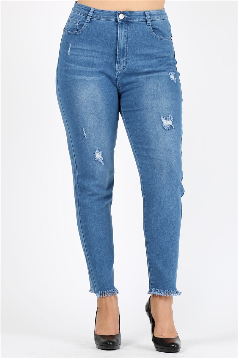 Plus size High Waist Ripped Skinny Jeans - Shop Cancelled Goods