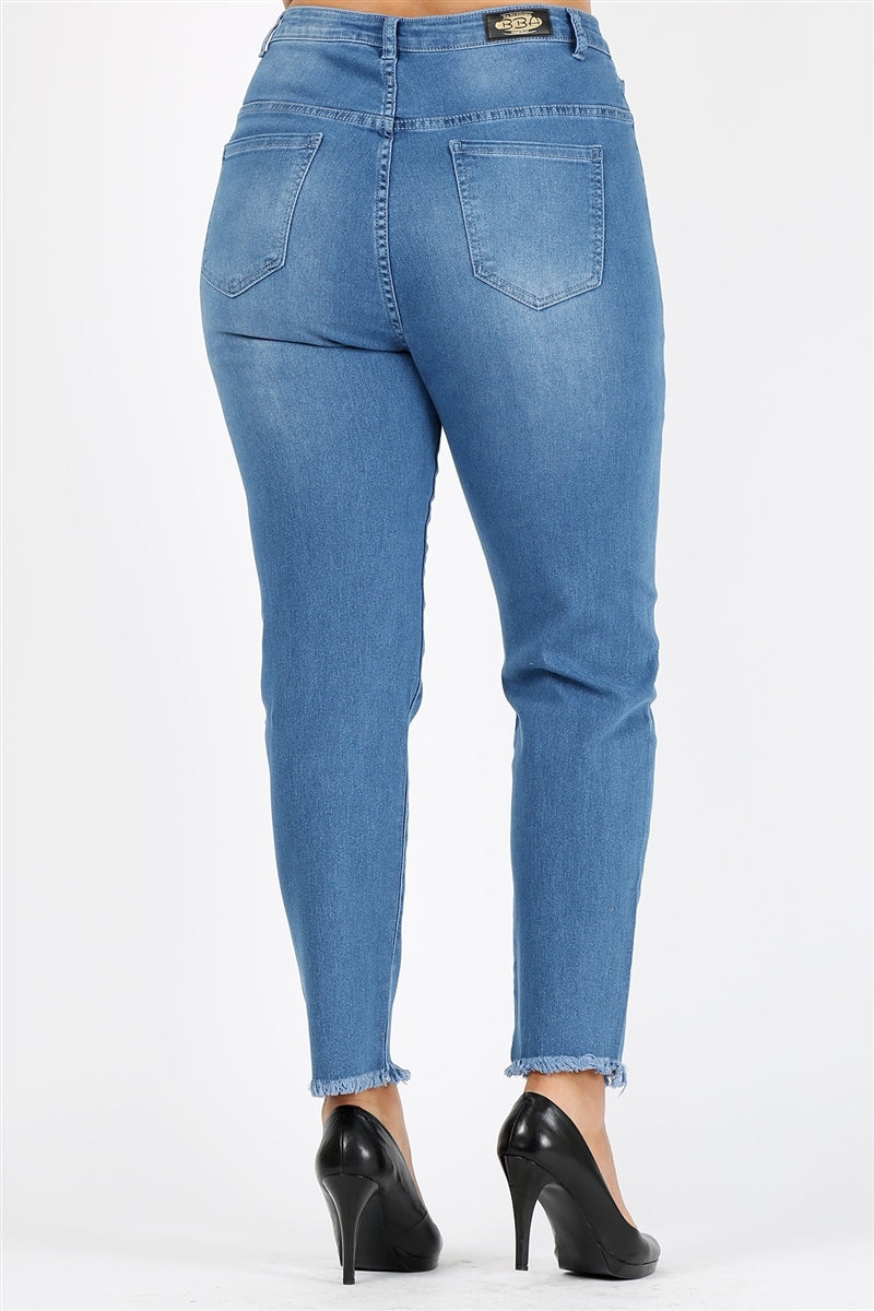 Plus size High Waist Ripped Skinny Jeans