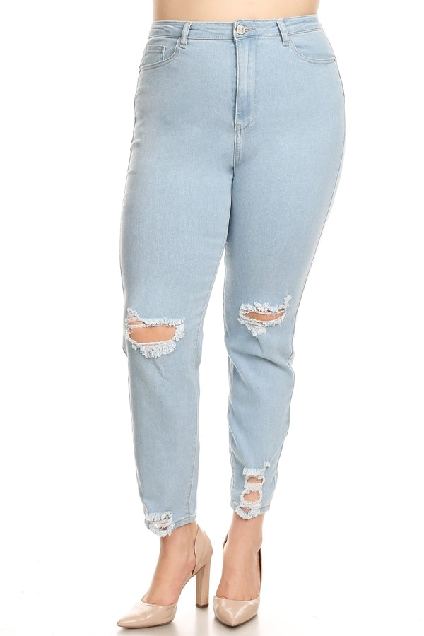 Plus size high Waist Ripped Skinny Jeans - Shop Cancelled Goods