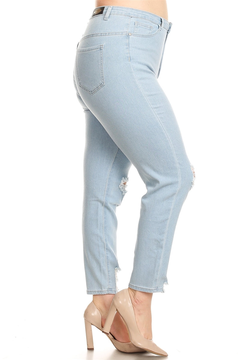 Plus size high Waist Ripped Skinny Jeans