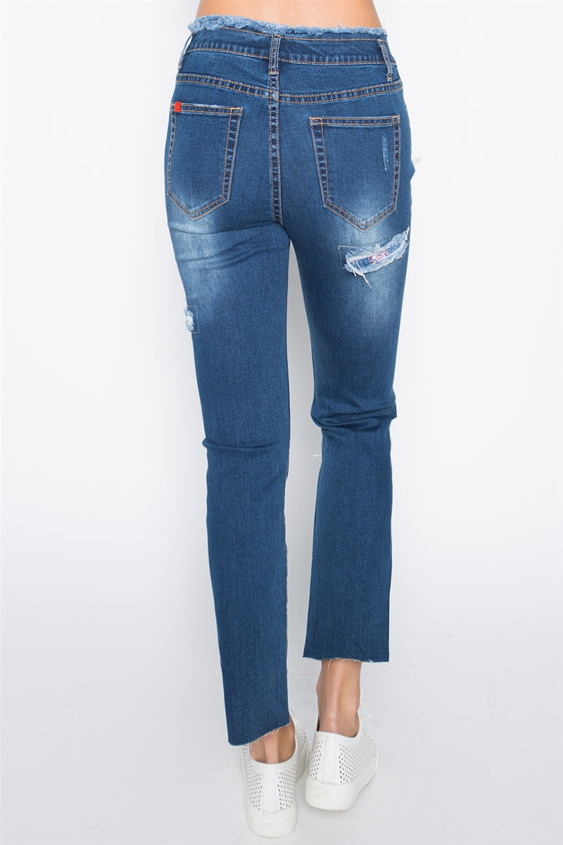 Patchwork cropped Premium denim JEANS - Shop Cancelled Goods