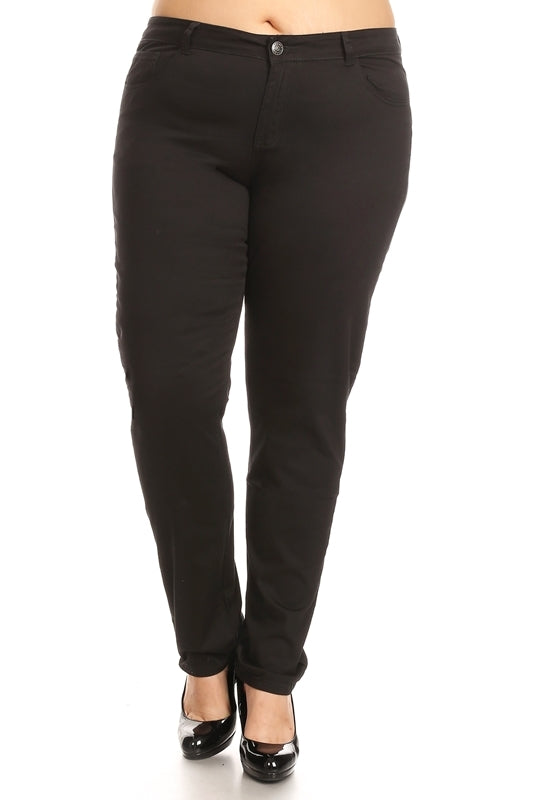 Extended Plus Size Cotton Stretch Solid Pants 5 Pockets classic - Shop Cancelled Goods