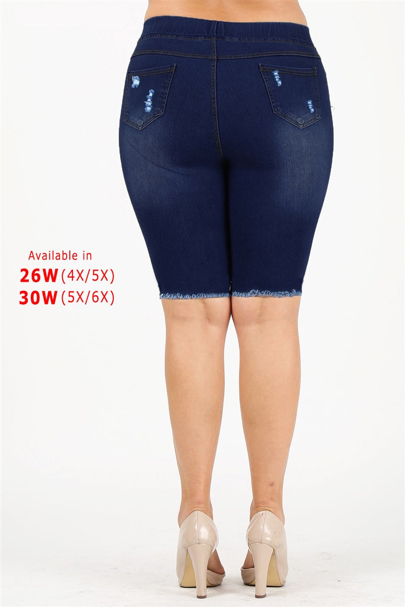 4X to 6X Plus Size Pull-on distressed Bermudas TBB3001 - Shop Cancelled Goods