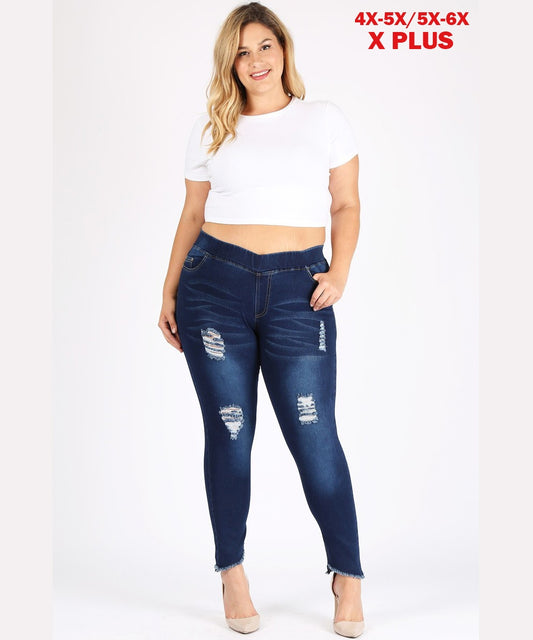 Extended plus size 4X-5X Distressed Denim Jeggings - Shop Cancelled Goods