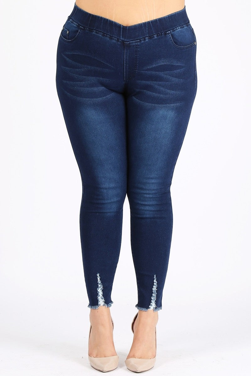 Extended plus size 4X-5X Distressed Denim Jeggings