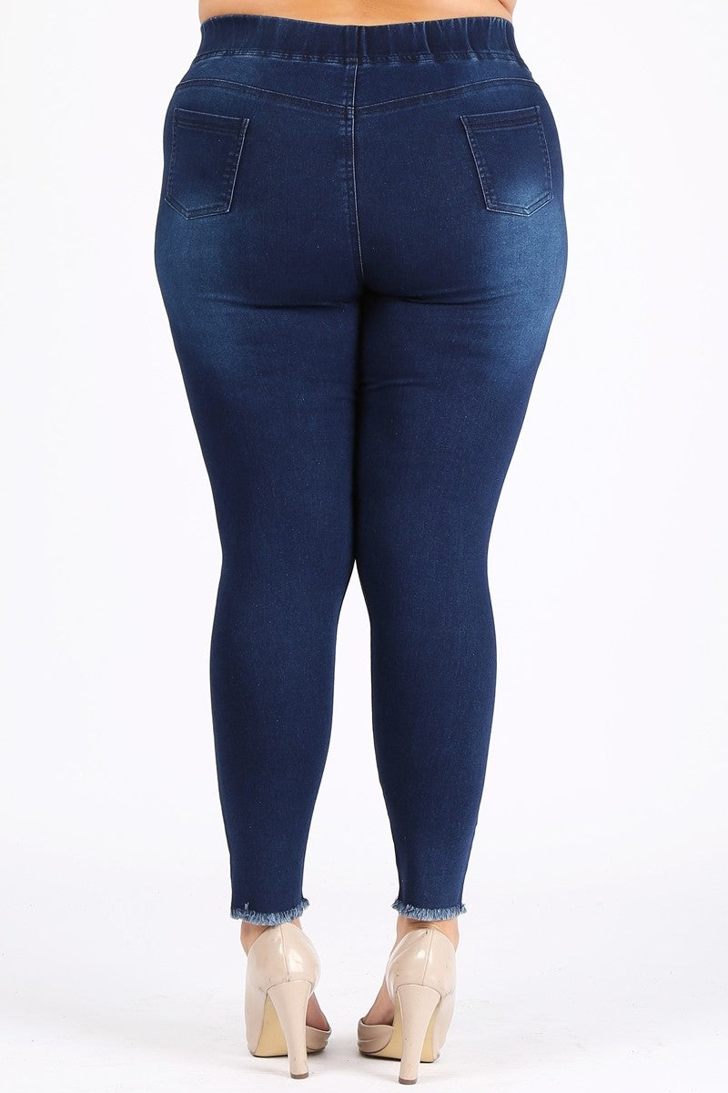 Extended plus size 4X-5X Distressed Denim Jeggings