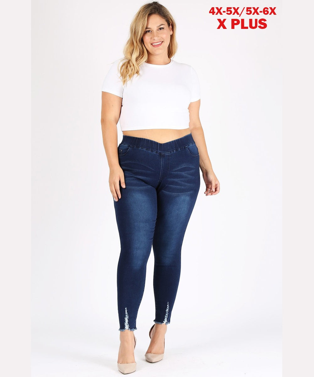 Extended plus size 4X-5X Distressed Denim Jeggings - Shop Cancelled Goods