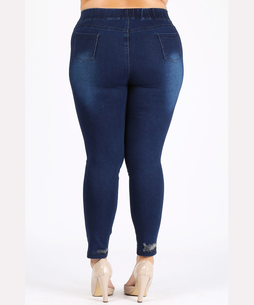 Extended plus size 4X-5X Distressed Denim Jeggings - Shop Cancelled Goods