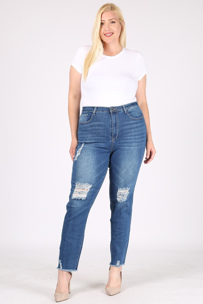 Plus Size Mid-rise distressed denim jeans - Shop Cancelled Goods