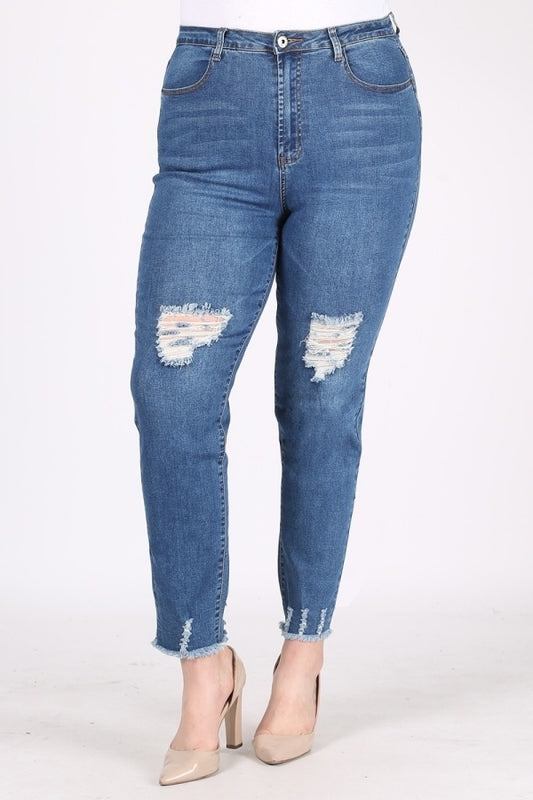 Plus Size Mid-rise distressed jeans - Shop Cancelled Goods