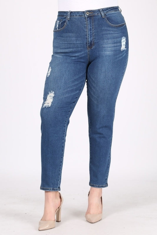 Plus Size Mid-rise distressed denim jeans - Shop Cancelled Goods