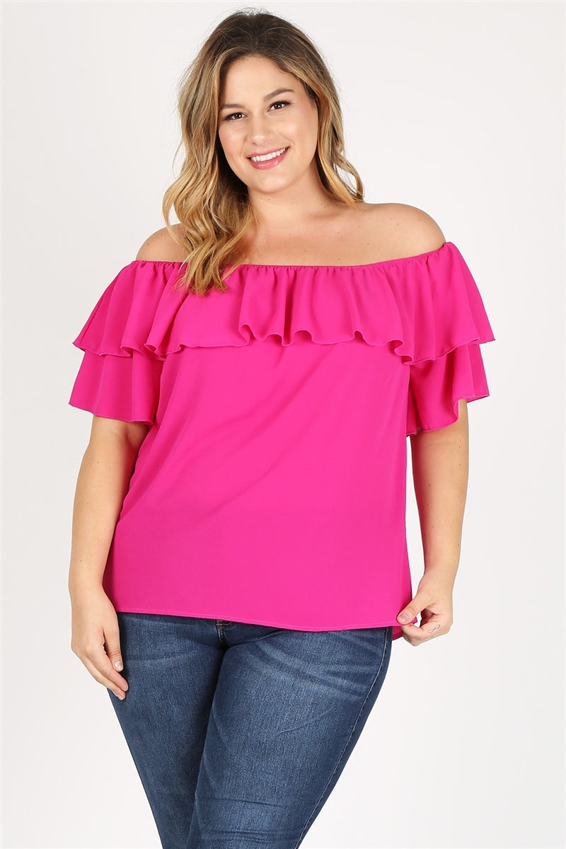 Plus size Koshibo Off the Shoulder top WT819X-SAMPLE - Shop Cancelled Goods